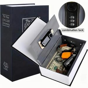 Book Money Box with Password Lock, 1 Count Hidden Secret Storage Box, Safe for Cash, Jewelry, Passports, Valuables, Secure Lock Box for Home, Office, Travel