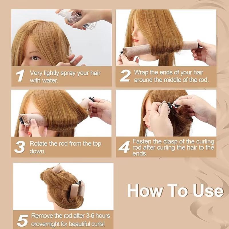 Heatless Curling Rod Headband Lazy Hair Curlers No Heat Hair Rollers Curls Sleeping Soft Flexi Rods with Hook Hair Styling Tools 4