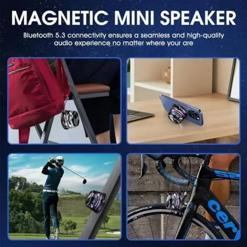 Multifunctional Magnetic Bluetooth Speaker, G200 Portable Bluetooth Speaker with Multi-RGB Color Light and Phone Holder, Waterproof Magbeat Bluetooth Speaker for Outdoor Travel (Black) 2