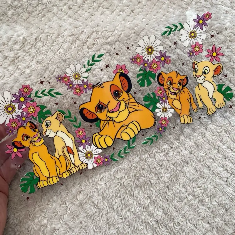 207 UVDTF Wrap Transfer Lion Cub Floral Print Craft Supplies