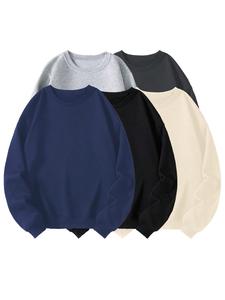 Men's Solid Color Crew Neck Sweatshirt, Casual Long Sleeve Pullover for Spring & Fall, Fashion Men's Top for Daily Wear