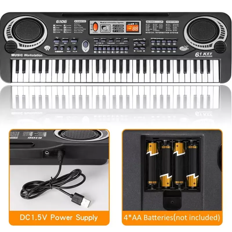 61 Key Electric Digital Piano Musical Beginner Electronic Keyboard Instrument UK 8
