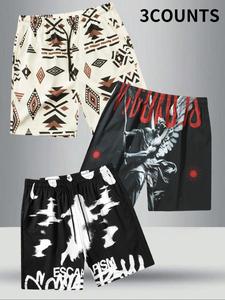 Men's Regular Fit All Over Print Shorts, Casual Comfy Breathable Beach Shorts for Summer, Men's Bottoms for Daily Wear