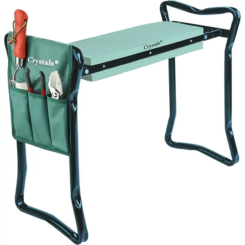Garden Kneeler 2-in-1 Folding Gardening Padded Seat and Kneeling Stool Tool Bag 1