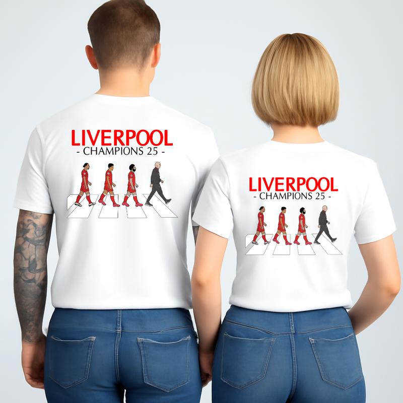 Liverpool FC 2025 League Champions (Back Print Version) T-Shirt, Unisex 100% Cotton Short Sleeve, Football Fan Gift Liverpool Players Tee, Top Streetwear 4
