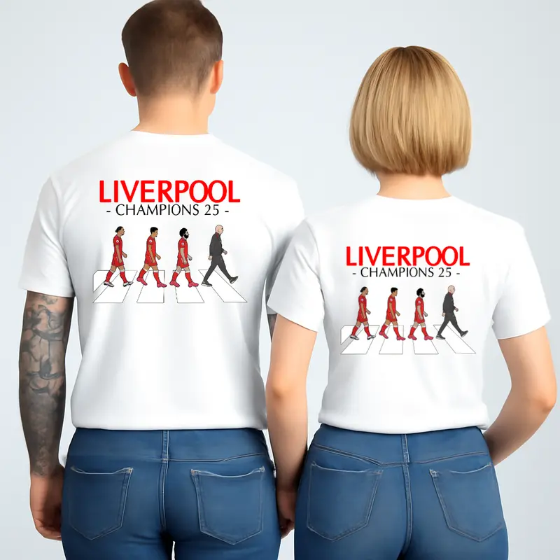 Liverpool FC 2025 League Champions (Back Print Version) T-Shirt, Unisex 100% Cotton Short Sleeve, Football Fan Gift Liverpool Players Tee, Top Streetwear 3