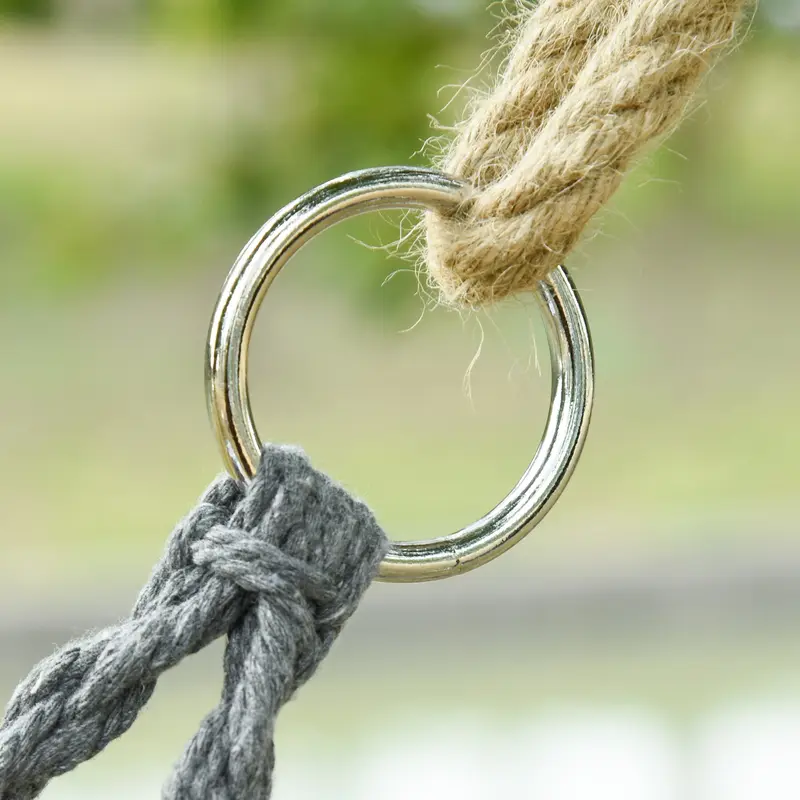 Outsunny Two-Seater Boho Macrame Hammock Swing - Grey 7
