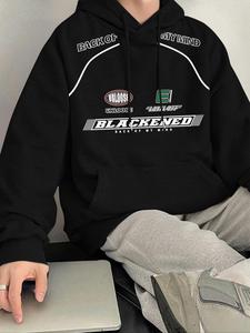 Men's Letter Print Hoodie, Casual Loose Long Sleeve Hooded Sweatshirt for Fall & Winter, Men's Clothes for Daily Wear, Tops