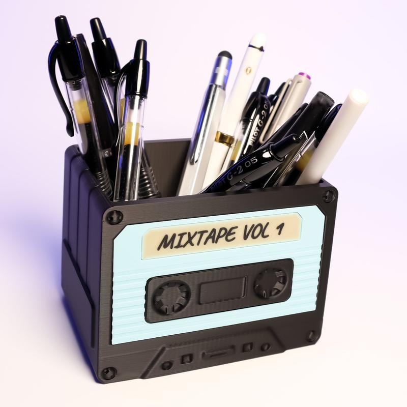 Retro Cassette Desk Organiser inspired by vintage classic cassette tape - Turn up the volume on your desk decor with the Retro Organiser 0