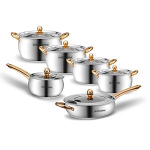 Stainless Steel Cookware Set, 12pcs/set Non-stick Cookware Set with Double Insulated Handle, Multifunctional Cookware Set for All Stoves