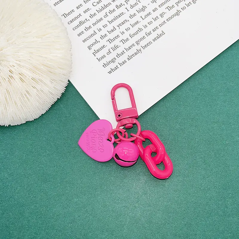 Cute macaron love bell chain keychain DIY acrylic chain earphone cover decorative bag pendant 4