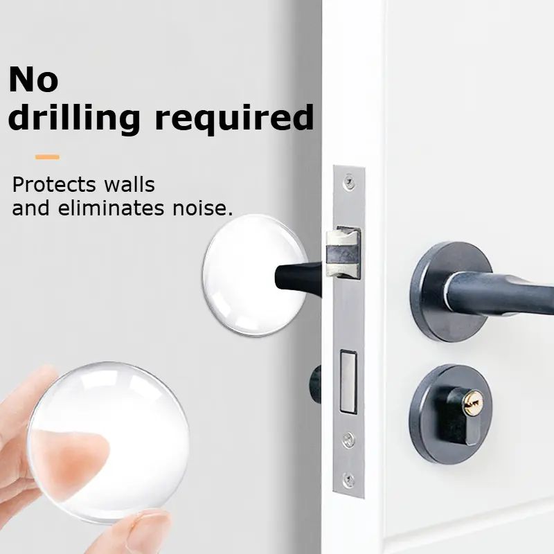 Clear 6pcs Shock-Absorbing Door Stop Wall Protectors - Noise-Reducing, Easy Install, Reusable for Home & Office 3
