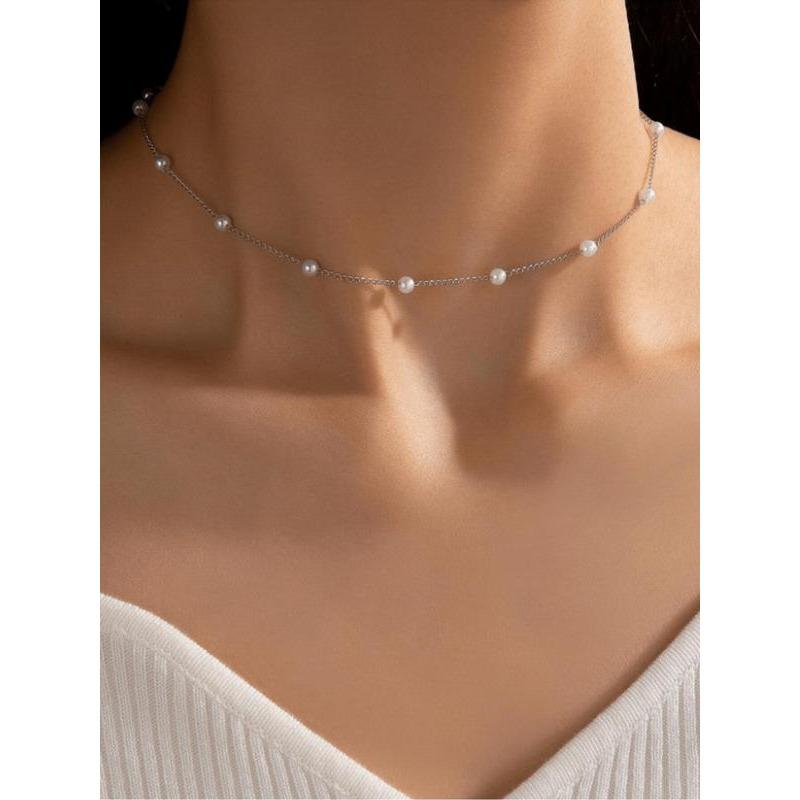 Women's Elegant Faux Pearl Decorated Necklace,  Girlfriend Gifts Jewelry, Exquisite Trendy Necklace, Chic Jewelry for Party & Daily Decor 4