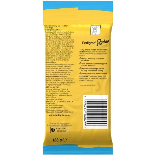 70 Pedigree Rodeo Duos Dog Treats Chicken & Bacon Dog Chews (10x123g) 3