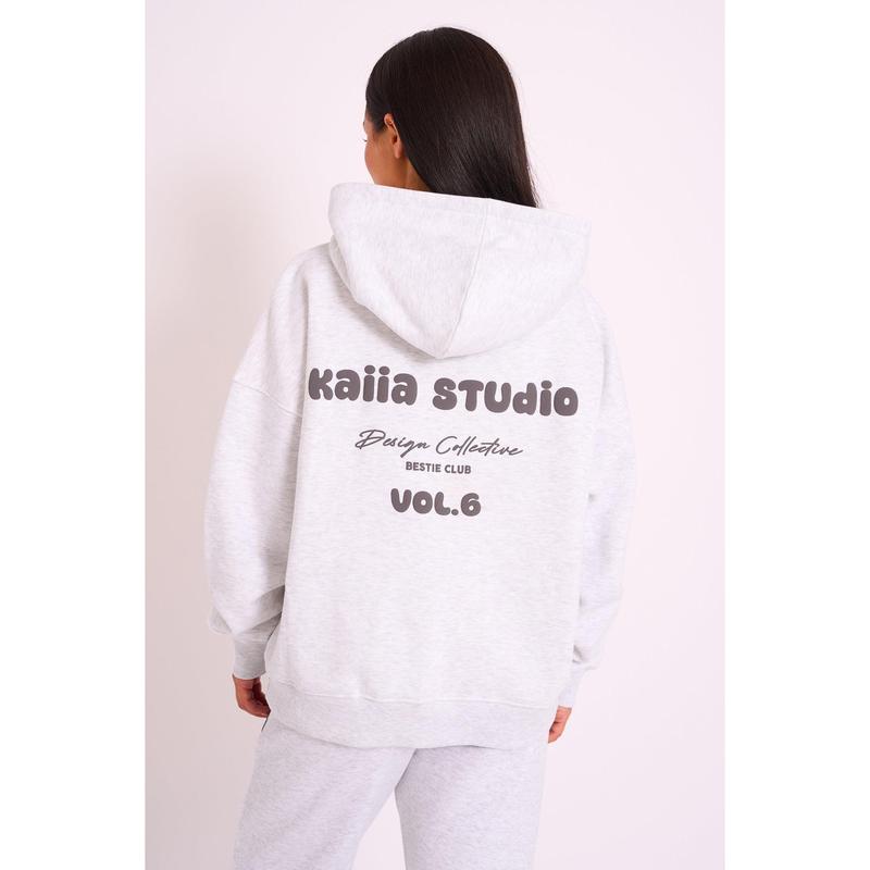 Kaiia Studio Bubble Logo Oversized Hoodie Grey Marl 1