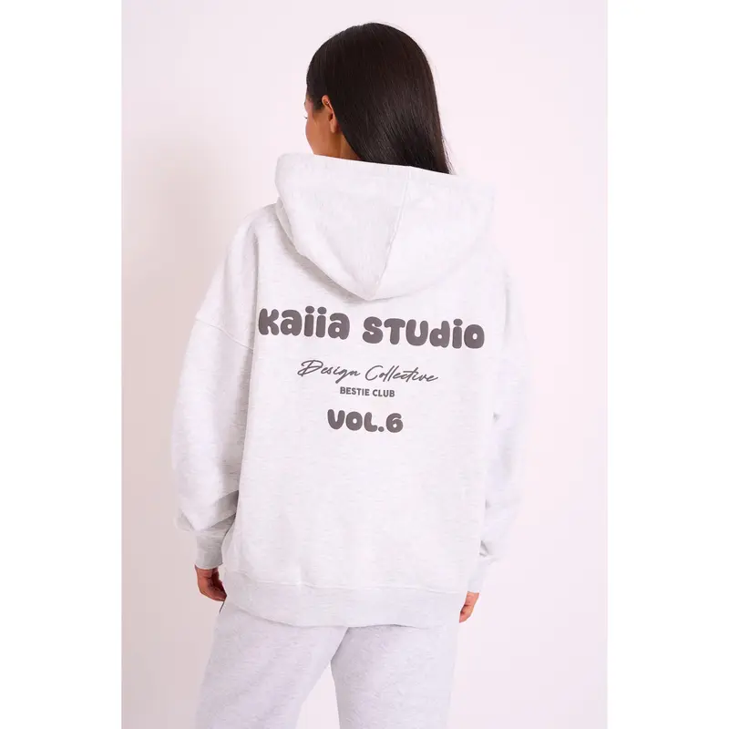 Kaiia Studio Bubble Logo Oversized Hoodie Grey Marl 1