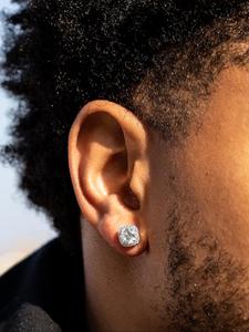 Men's Punk Style Rhinestone Decorated Stud Earrings, Snug Pierced Earrings,  Fashion Jewelry for Party, Daily Clothing Decor, Trendy All-match & Exquisite Jewelry for Birthday Gift