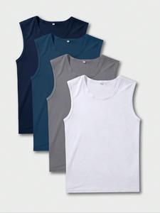 Men's Solid Color Tank Top, Quick Drying Breathable Comfortable Sports Tank Top for Gym Workout Running, Casual Sleeveless Top for Men