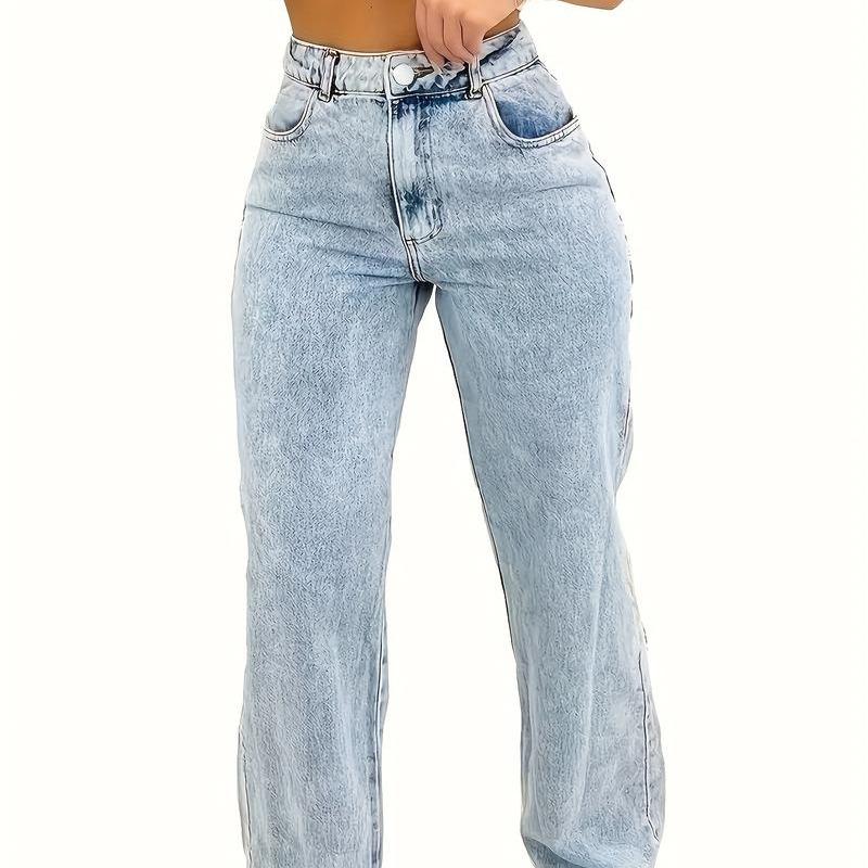 2025 2025 Ultra-Comfortable High-Waisted Stretchy Jeans for Women - Four-Season Cotton Polyester Blend Straight Leg Pants with Snowflake Pattern, Machine Washable, Breathable, and Soft Fabric for Everyday Wear 4