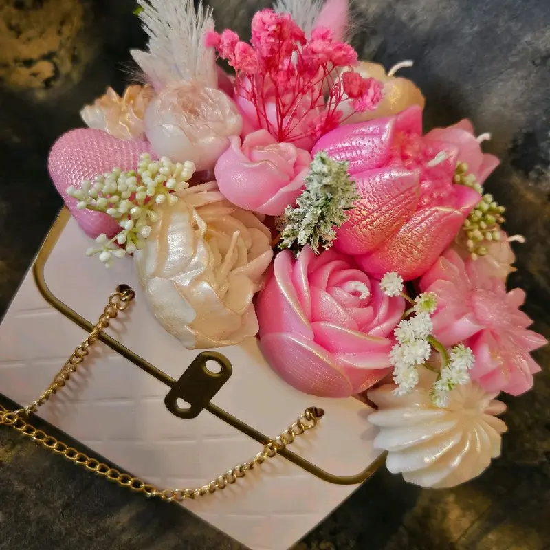 Handmade Scented Candle Flower Bouquet Gift Bag for Birthdays, Wedding, Mothersday 6