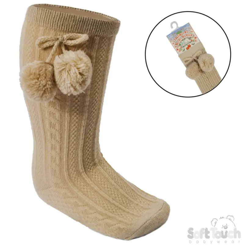 Beige           Pom Socks 0