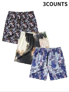 Men's All Over Print Drawstring Waist Shorts, Regular Fit Casual Pocket Beach Shorts, Men's Summer Bottoms for Vacation Holiday