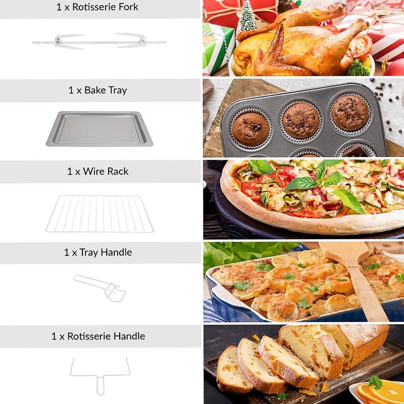 Quest 35379 26L Twin Hob Countertop Rotisserie and Convection Mini Oven/Adjustable Temperature/Accessories Included / 60 Mins Timer & Auto Shut Off with Bell 5