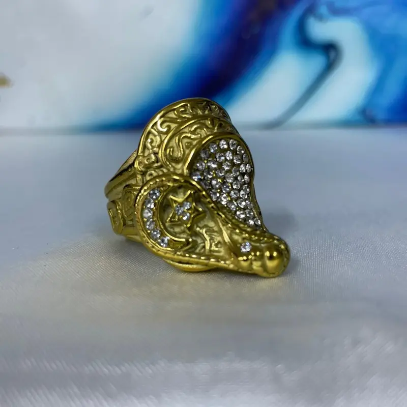 Premium Quality XXL Saddle Ring Iced out Stainless steel Gold Plated Bling Saddle Ring 8