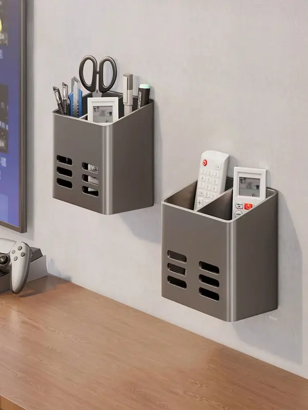 1PC Wall-Mounted Non-Hole Storage Rack - Portable Kitchen Storage Box for Tableware, Knife & Fork, Chopsticks, Cosmetics, Remote, Pen & More, Suitable for Kitchen, Bathroom, Makeup Table, Living Room, Home Decoration, Christmas Gifts 2