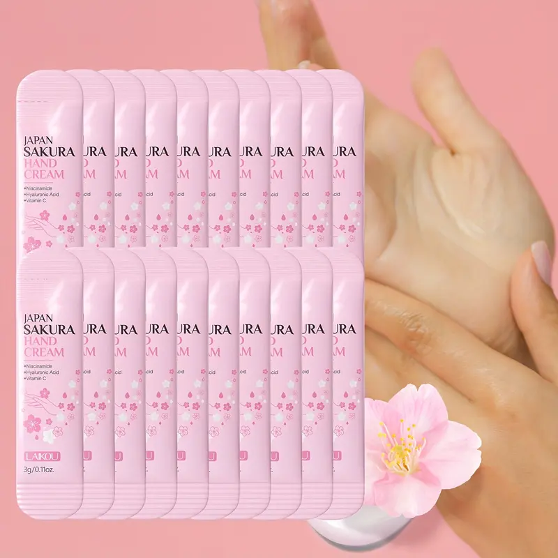 LAIKOU 20pcs Japan Sakura Hand Cream - Hypoallergenic, Moisturizing with Glycerin & Vitamin C - Travel-Friendly, Hydrating Dry Skin, Valentine'S Day Gift Option 1