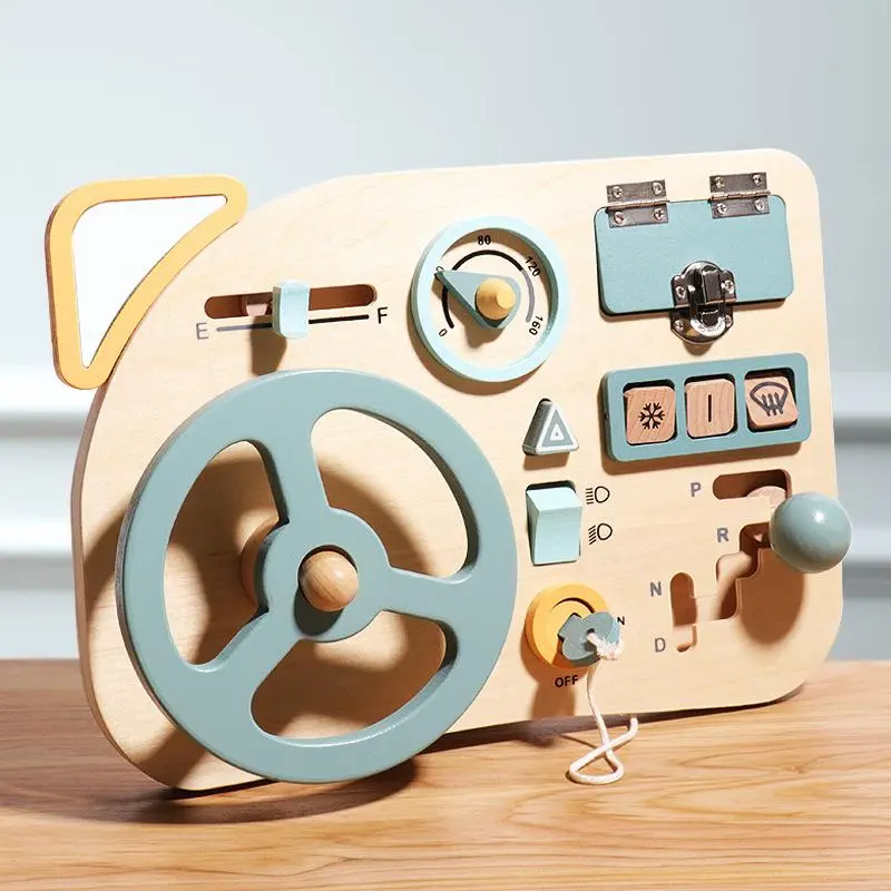 Early Childhood Education Wooden Steering Wheel Toys Parent-child Interaction Learning Driving Puzzle Toys Early Learning Aids 1