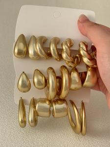 Women's Elegant Geometric & Twist Design Lightweight Chunky Hoops Earrings, Earrings Set, Exquisite Trendy Hoop Earring Stack, Fashionable Jewelry Accessories for Women for Daily & Party Decoration