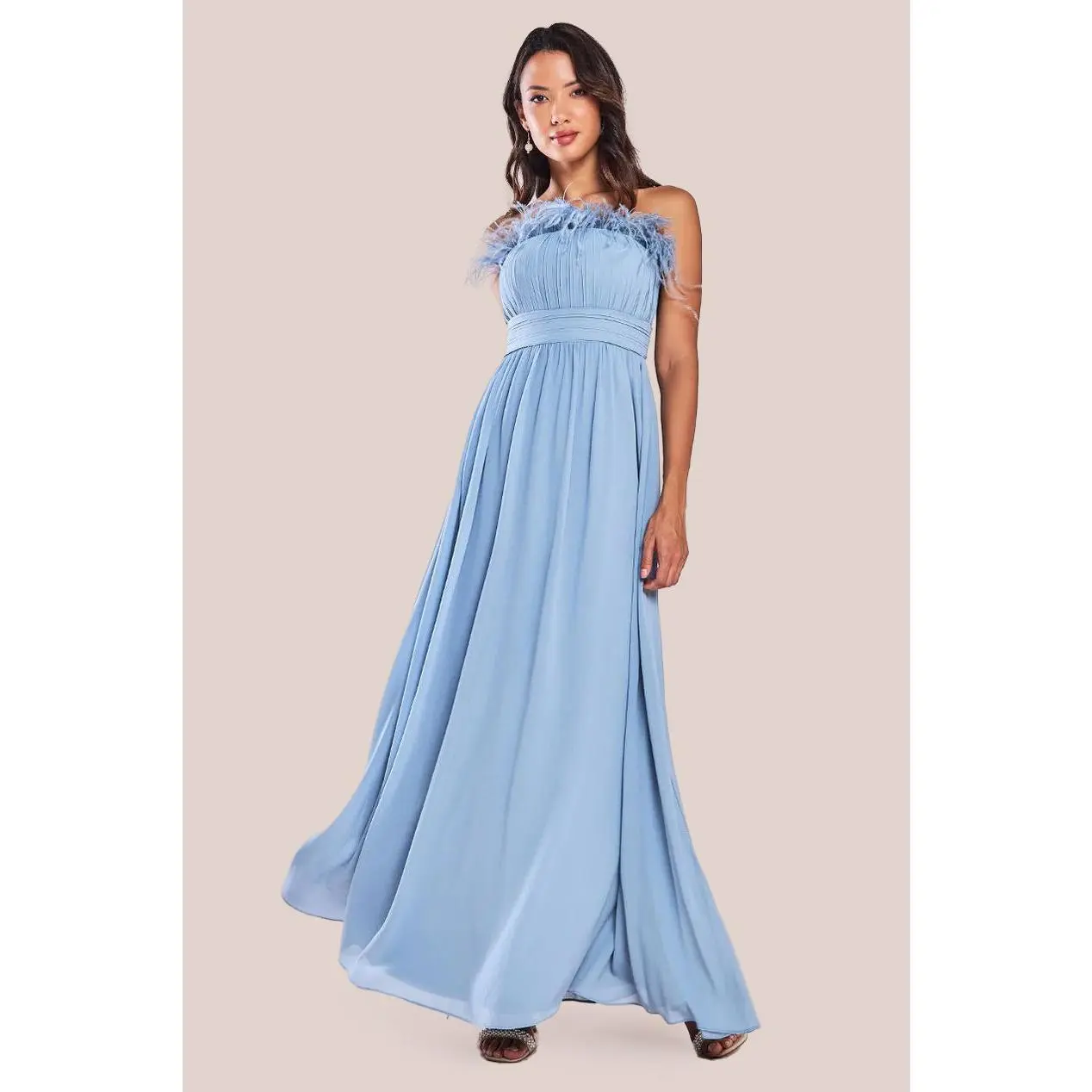 Bridesmaids Chiffon Maxi Dress - Blue by Goddiva