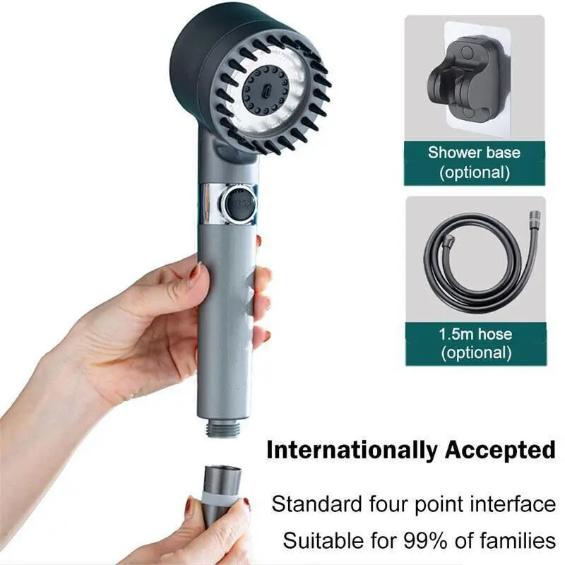 Massage Shower Head High Pressure 3 Modes Water Saving Body Scalp With Filter UK 2