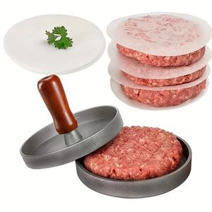 Non-stick Burger Press, Stainless Steel Hamburger Patty Maker with 100 Wax Papers, Burger Press for Grill Griddle BBQ Barbecue, Kitchen Tool, Barbecue Accessories, Bbq Grilling Accessories