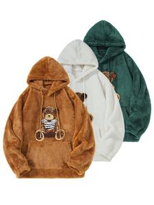 Men's Cartoon Bear Pattern Hoodie, Casual Loose Long Sleeve Hooded Sweatshirt for Fall & Winter, Men's Clothes for Daily Wear