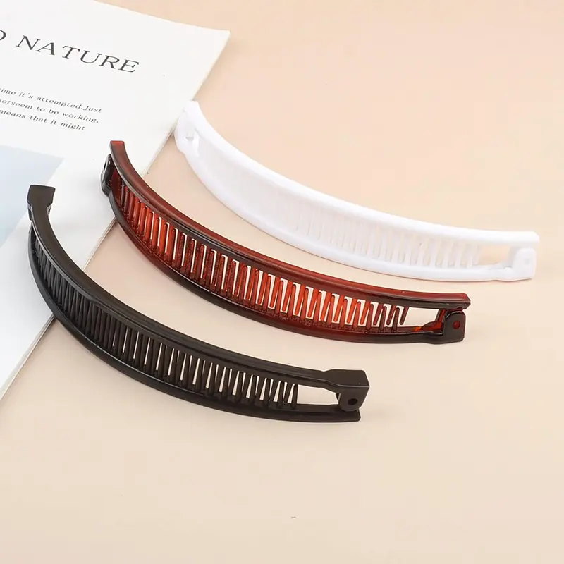 6 Pcs Banana Hair Clip Double Comb Long Hair Clips Banana Hair Comb for Thick & Fine Hair (Brown & Black) 4