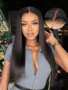 Glueless Wigs Human Hair Ready To Wear Bone Straight Human Hair Wig Brazilian Pre Cut 5X5 Hd Lace Closure Wig 100% Human Hair Wigs For Women