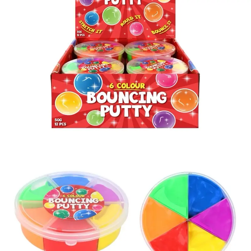 Six colour bouncing putty