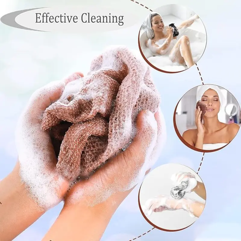 3pcs African Sponge Bath, Exfoliating Net, Beauty Skin Wash Towel African Net Cloth Nylon Back Scrubbers Shower Body Cleaning Spa Massage Bath Towel Back Scrubber 3