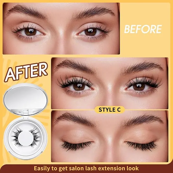 Magnetic-Eyelashes, 2 Pairs Reusable Magnetic Eyelashes with Applicator, curly lashes, Double Eyelashes,  No Glue Needed Magnetic-Lashes Natural Look,  Pre glued eyelashes,  Magnetic eyelashes Easy to Wear and Remove(Magnetic eyelashes kit style A3) 2