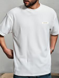 Men's Letter Print Round Neck Tee, Loose Casual Short Sleeve Crew Neck T-Shirt for Summer, Fashion Men's Top for Daily Wear