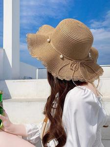 Women's Straw Casual Summer Hat, Foldable Sun Protection Solid Color Hat, Wide Brimmed Hat with Uv Protection, Boho Style Straw Vintage Fashion Hat for Beach Vacation