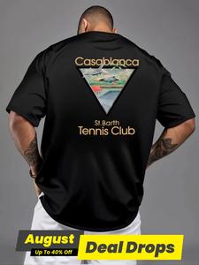 Men's Casual Triangle Print Round Neck Tee, Regular Fit Short Sleeve Crew Neck T-Shirt for Summer, Fashion Men's Top for Daily Wear, Tropical Tshirt