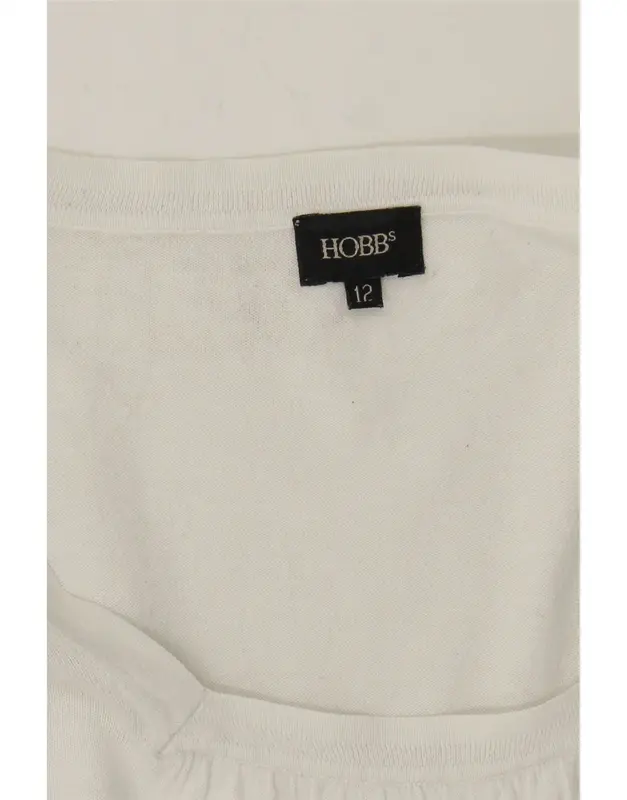 Pre-Owned Vintage HOBBS Womens Top Long Sleeve UK 12 Medium  White Cotton 3