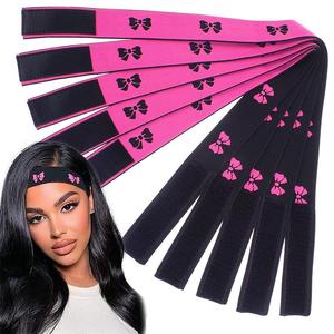 Lace Melting Band, 5 Counts Elastic Band for Wigs, Edge Wrap To Lay Edges, Hair Styling Accessories for Women & Girls, Pink Tape Extensions, Wig Tool, Synthetic Hair Extension