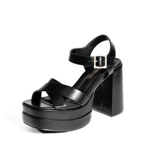 DREAM PAIRS Women's Platform Chunky Heels Square Open Toe Ankle Strap High Heeled Sandals Y2K Shoes for Party Brunch Stylish Fashion