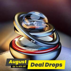 Car Air Freshener Solar, 1 Count Solar Rotating Car Fragrance with 1 Count Aromatherapy Tablet, Car Ornaments, Halloween