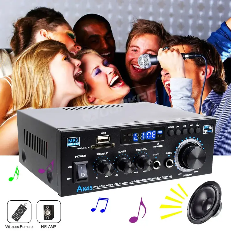 Woopker AK45 HiFi Digital Amplifier Max Power 90Wx2 Channel 2.0 Bluetooth Surround Sound AMP Speaker for Home 1