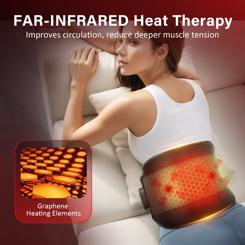 Comfytemp XXL Cordless Infrared Heat Pad , Heated Back Massager with Button & APP Control, 3 Heat Levels & Vibration Modes, Rechargeable Heated Back Warmer 1